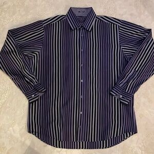 Bugatchi UOMO Classic Fit Long Sleeve Stripe Button Shirt Large